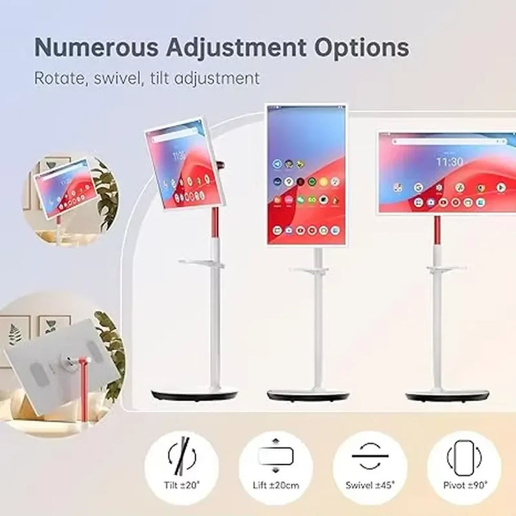 27 Inch Portable Smart TV Monitor Wireless Interactive Display Built-in Touch Screen Swivel Floor Stand for Home Office