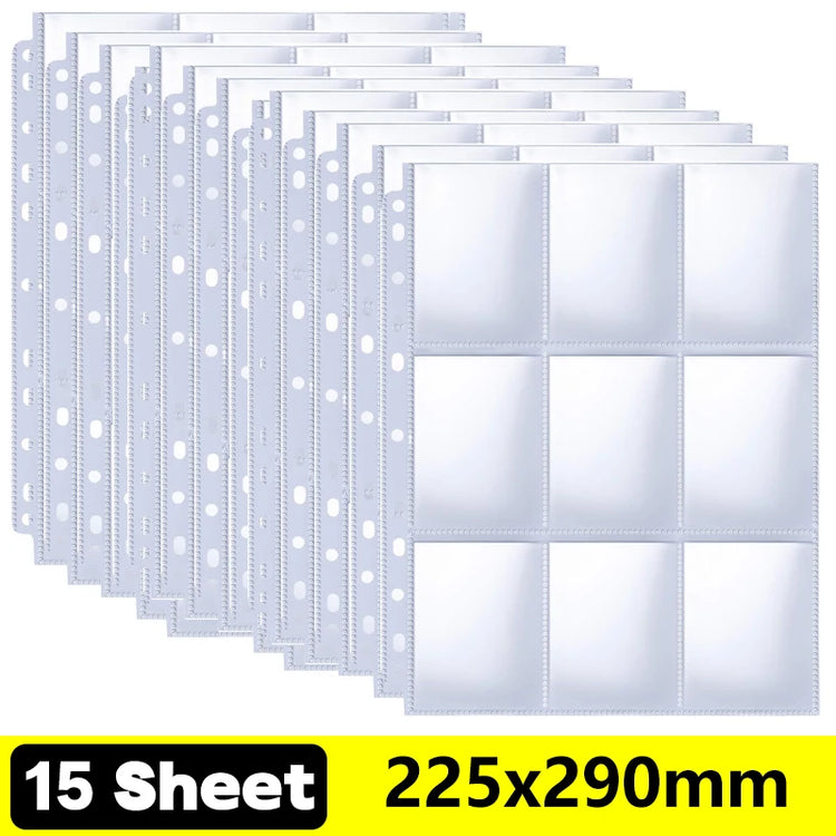 A4 Size 9 Pocket Trading Gaming Card Sleeves Double Side Storage Album Binder Pages Card Collection Holders Idol Photo Albums