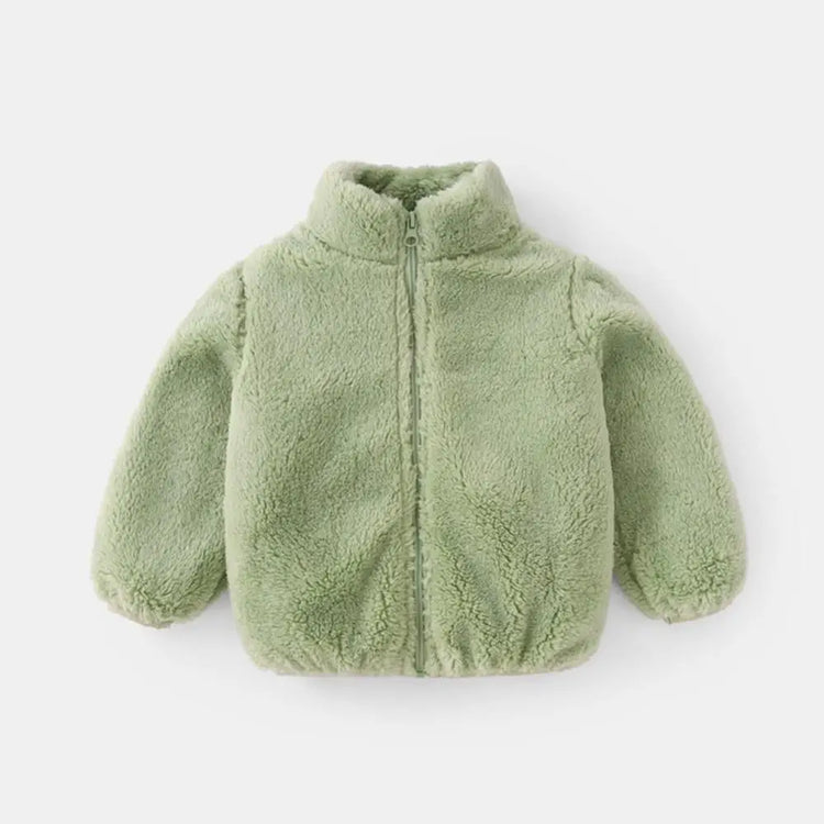 Solid Color Fashion Children Plush Coat Autumn Winter Warm Baby Girl Boy Casual Jacket Greatcoat Kids Clothing Toddler Outerwear