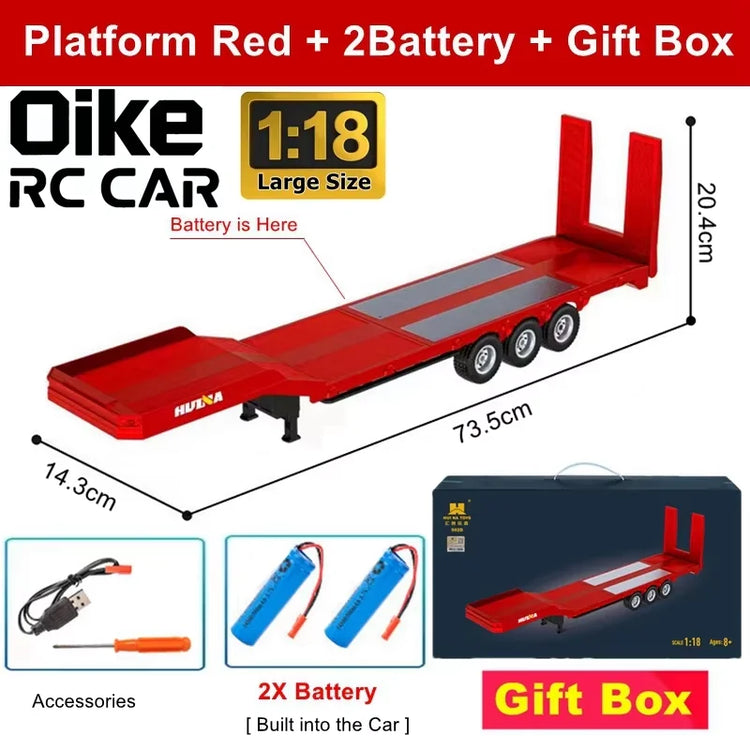 Remote Control Truck HUINA 1501 4WD RC Semi Trailer Car Heavy Duty Tractor with Light Sound 4X4 Off Road Tank Vehicle Model Toy
