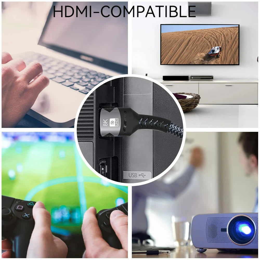 8K HDMI-Compatible Cable 4K@120Hz 8K@60Hz HDMI 2.1 Cable 48Gbps Adapter For RTX 3080 EARC HDR Video Cable PC Laptop TV Box PS5