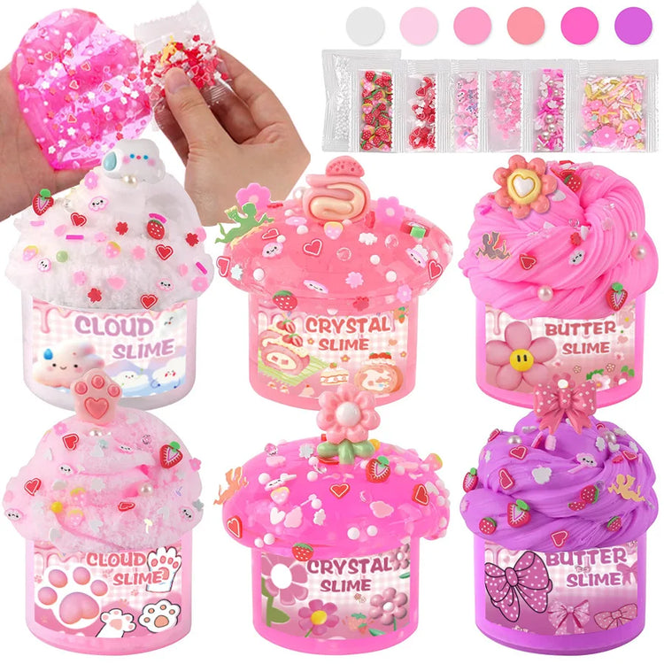 70ml DIY children's stress relief soothing toy crystal slime handmade ice cream cup girl material pack slime making dessert