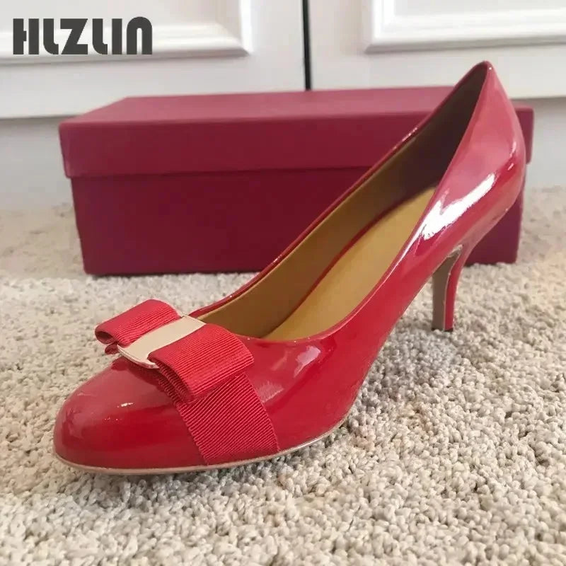 JP GPBD Ballet flats new leather round head shallow bow multifunctional single shoes women's leather bow bow design