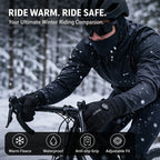 OFFBONDAGE Winter Cycling Gloves Thermal Warm Fleece Lined Waterproof Anti-Slip Motorcycle Gloves Adjustable Rotary Buckle MTB