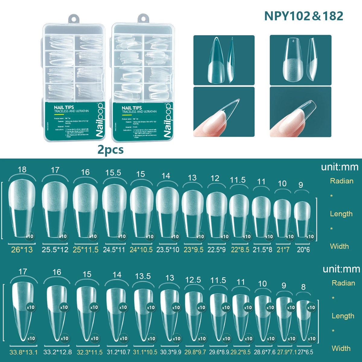 Nailpop 120pcs Acrylic Nails Fake Capsule Short Almond Coffin Square Artificial Nail Extension Soft Gel Tips Accessories Tools