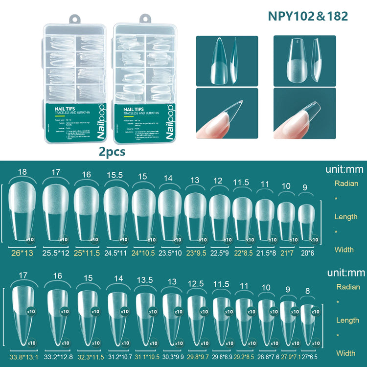 Nailpop 120pcs Acrylic Nails Fake Capsule Short Almond Coffin Square Artificial Nail Extension Soft Gel Tips Accessories Tools