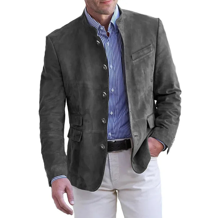 QICHE Men Clothing 2026 Autumn Winter Casual Faux Suede Blazer, Men Stylish Suit Jacket Outerwear, Male Clothes