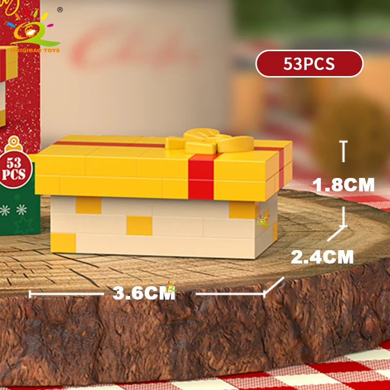 HUIQIBAO Christmas Mini Building Blocks Set DIY Santa Claus Xmas Tree Snowman House Ornament Kid Educational Assembly Toy