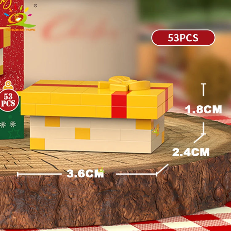 HUIQIBAO Christmas Mini Building Blocks Set DIY Santa Claus Xmas Tree Snowman House Ornament Kid Educational Assembly Toy