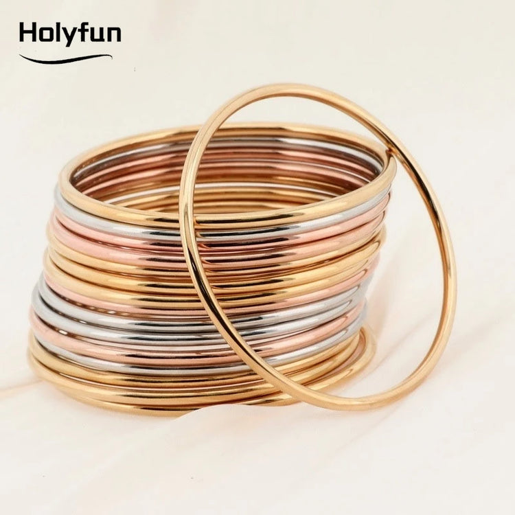 Fadeless Stainless Steel Bangle Bracelet For Women Non Fading Circular Minimalist Women's Hand Bracelets Woman Luxury Jewelry