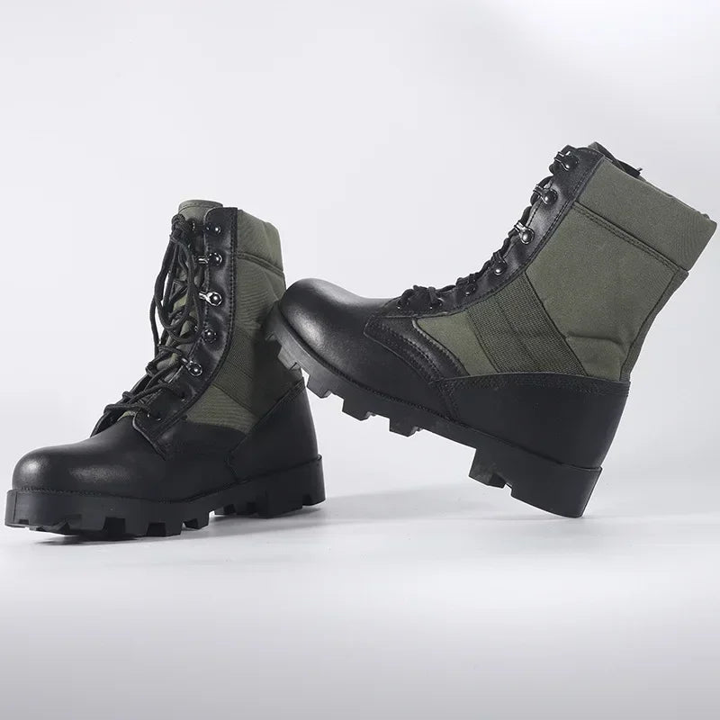 Lace Up Waterproof Outdoor Shoes Breathable Canvas Camouflage Tactical Combat Desert Ankle Boots Men Boots