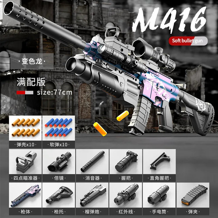 Children's Manual Soft Bullet M416 Soft Bullet Gun Can Fire Submachine Gun Model Boy Toy Gun Action Loading Assault Rifle