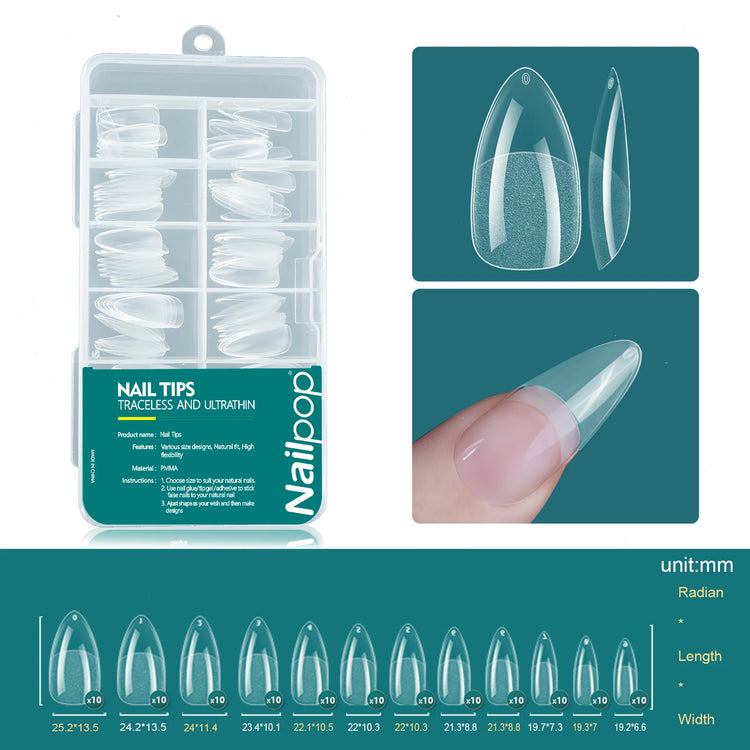 Nailpop 120pcs Acrylic Nails Fake Capsule Short Almond Coffin Square Artificial Nail Extension Soft Gel Tips Accessories Tools