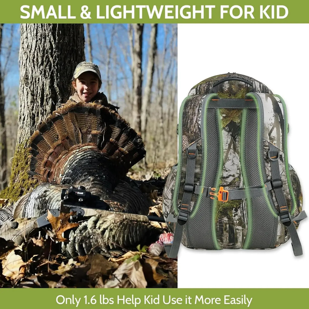 30L Camo Hunting Backpack with 11 Pockets, Small Lightweight Hunting Bag