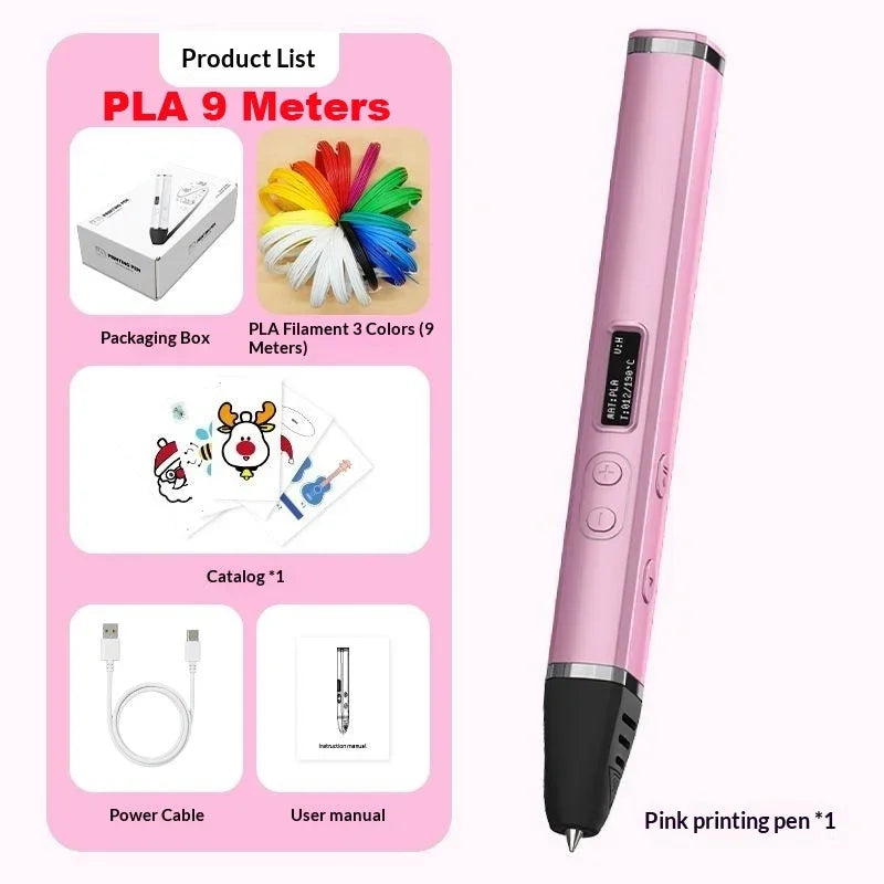 Professional 3D Print Pen Competition Level OLED Display 3D Printing Pens With PLA Filament 3D Doodling Making Detachable Design