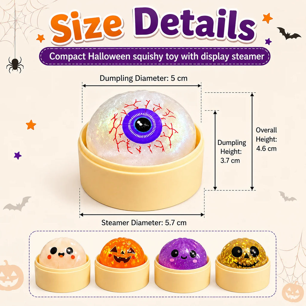 5CM Realistic Halloween Dumpling Squishy Slow Rising Soft Squeeze Fidget Sensory Stress Relief Tactile Desk Novelty Gift Set