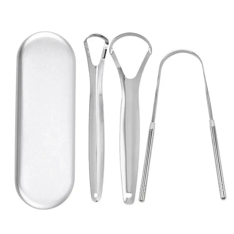 1/3/4pcs Premium Metal Tongue Scraper Cleaner for Adults & Kids Portable Stainless Steel Tongue Scrapers Brushes for Removing