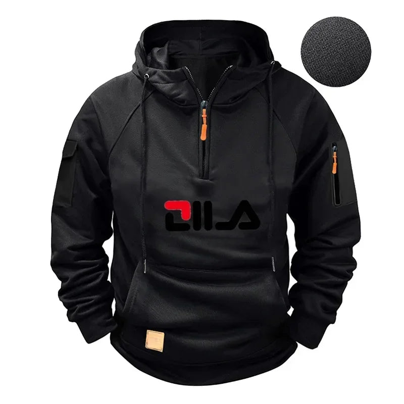 2026 Autumn/Winter Men's Loose-Fitting Long-Sleeved Hooded Sweatshirt - Street Fashion Casual Daily Wear Top