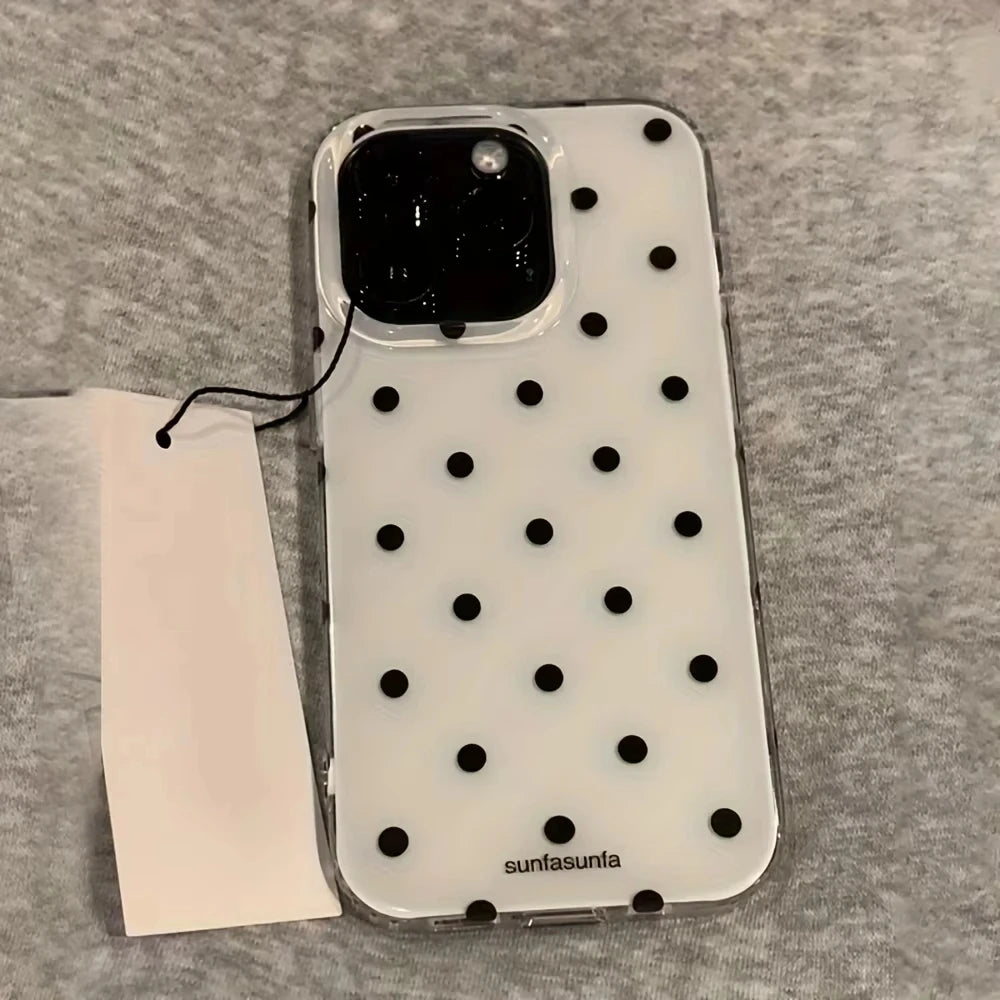 Minimalist Black White Polka Dot Phone Case For iPhone 17 Air 16 E 15 14 13 12 11 Pro Max Plus XR XS MINI Shockproof Soft Cover