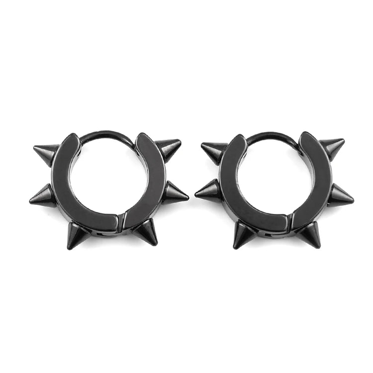Punk Spike Rivet Hoop Earrings For Women Men Ear Studs Stainless Steel Gothic Hip Hop European and American Earring Jewelry Gift