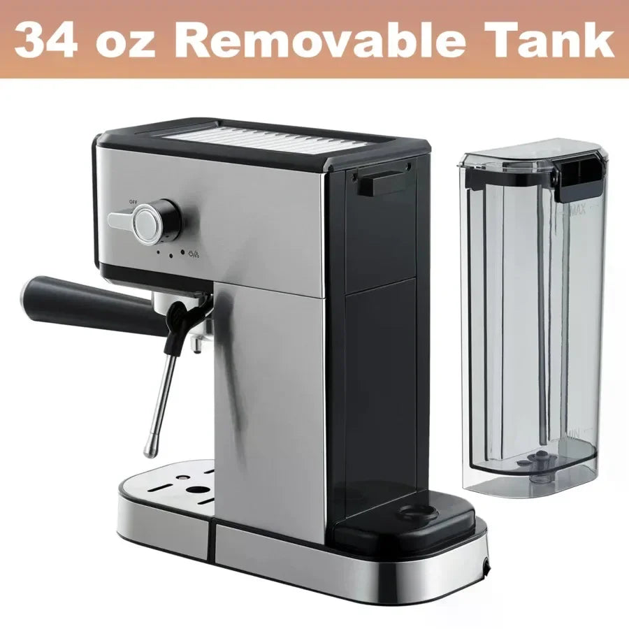 20Bar Espresso Machine With Dual Boiler, LCD Touch Control & Milk Frother| Compact Home Coffee Maker For Café Style Cappuccino & Latte, 304 Stainless Steel, 110V-130V