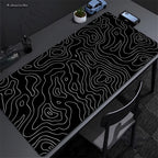 XXL Desk Mat Black And White Strata Liquid Mousepad Large Abstract Mouse Pad Gaming Deskmat With Lockedge Office Non-slip Carpet