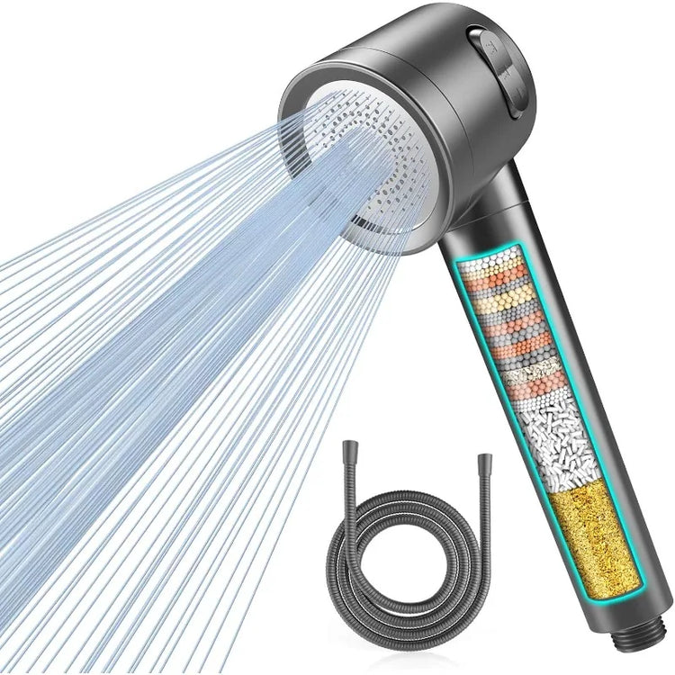High Pressure Filtered Shower Head ABS 3 Modes Water Saving Spray Handheld Clear Showerheads with Filter Beads for Bathroom