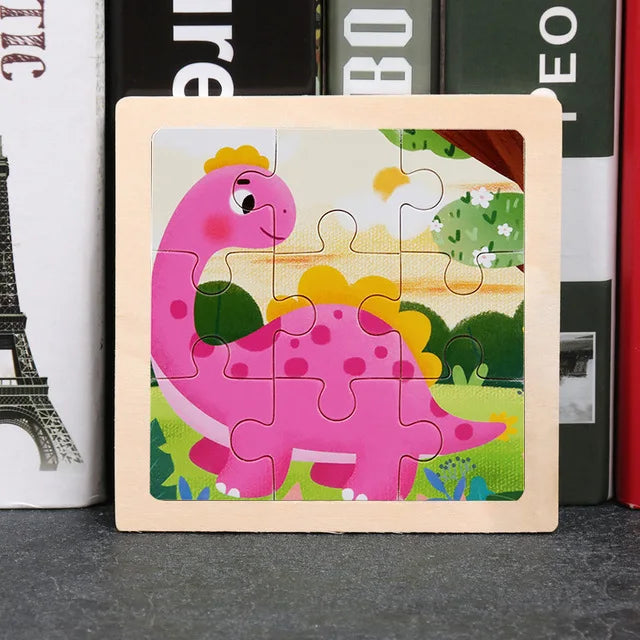 11*11cm 3D Wooden Puzzle Baby Toys Cartoon Animal Traffic Tangram Jigsaw Puzzle Early Learning Educational Toys for Children