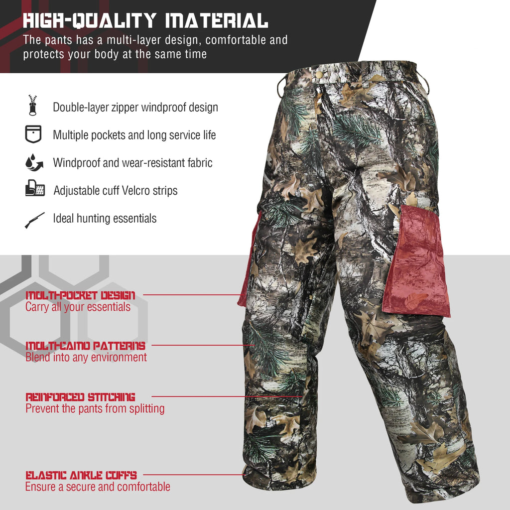 M-3XL Hunting Pants Men's Jungle Camo Pants Outdoor Tactical Long Pants Windproof Warm Travel Sweatpants Deer Hunting Pants