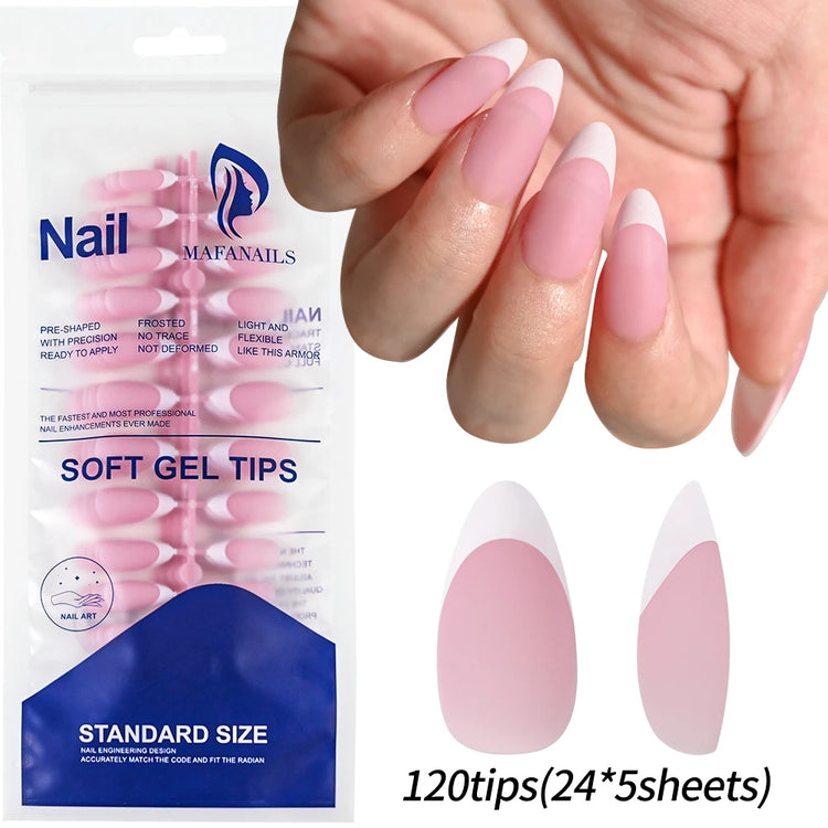 240/120Pcs Colorful French Short Square False Nails Full Cover Fake Nail Tip Extension Acrylic Wearable Ballerina Press on Nails