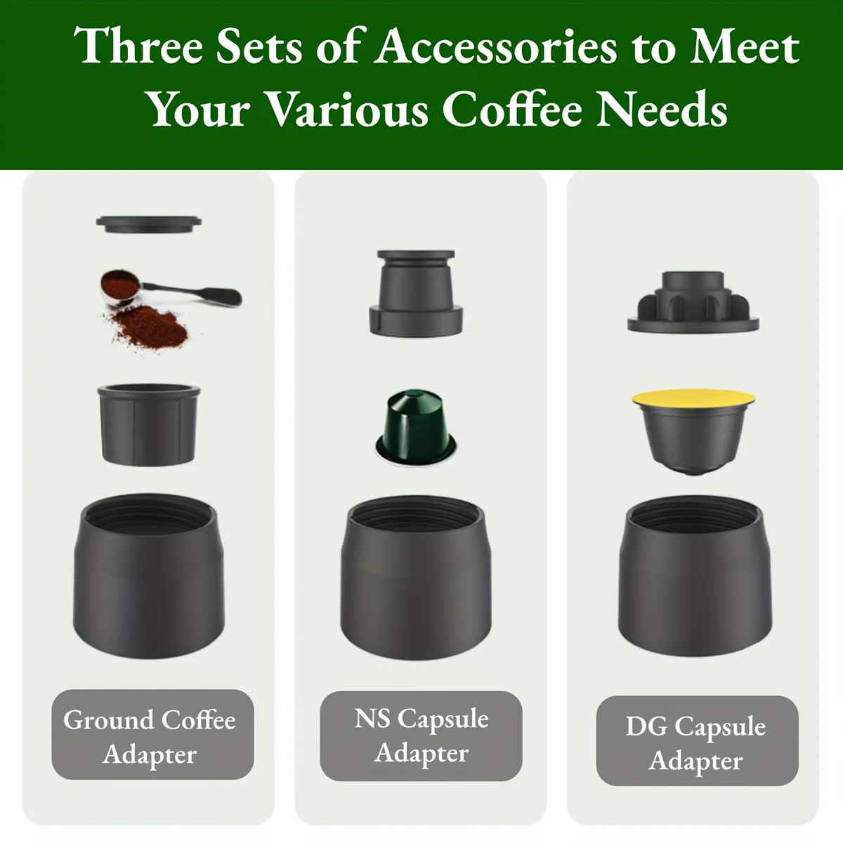 HOMEFISH 3 In1 Portable Coffee Machine Hot/Cold Water Manual Espresso Maker For Capsule & Ground Hand Press Brewer Hiking Travel