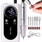 45000RPM Rechargeable Nail Drill Machine with LCD Low Noise Professional Nail Polish Sander Nails Accessories Set