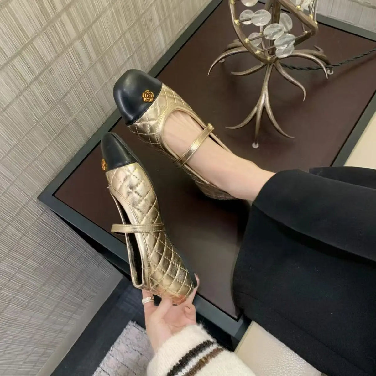 Spring 2026 Fashionable Small Fragrance Flat Bottom Mary Jane Ballet Style Single Shoes Women's Increased Height Interior