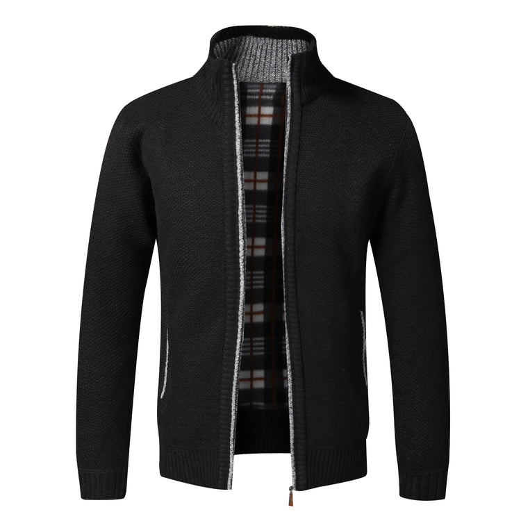 Autumn Winter Warm Cardigan Men Fleece Sweaters Full Zip Jackets Slim Fit Luxury Brand Knitted Sweater Coat American Jersey