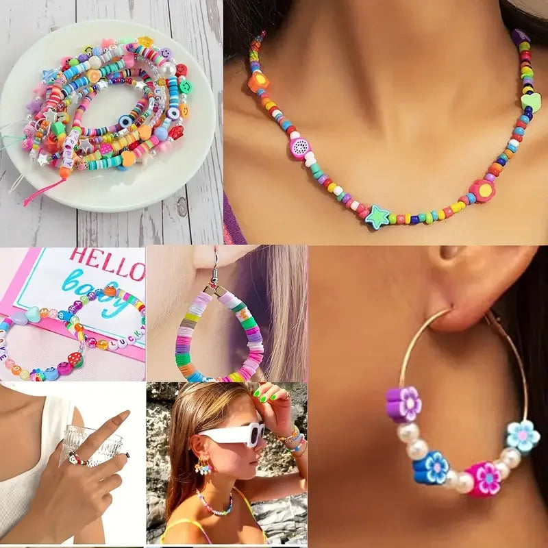 700Pcs Jewelry Making Kit DIY Beaded Crafts for Necklaces & Bracelets Acrylic, Soft Clay, Animal Charms, Polymer Clay Bead Sets