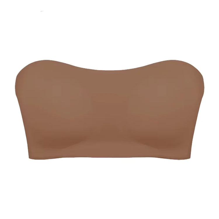 Women's Sexy Strapless Push Up Bra Removable Padded Seamless Ice Silk Top Women Invisible Beauty Back Anti-slip Off-shoulder Bra