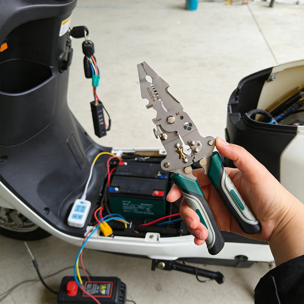 Foldable Wire Stripper, Pulley Design Multi-Function Electrician Wire Splitter Wire Winding Pliers Crimping Pliers Hand Tool