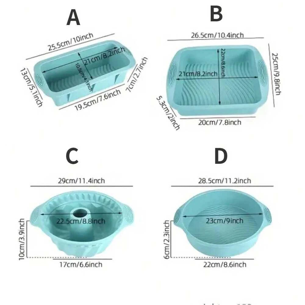 Silicone Cake Baking Mould Set High-temperature Resistant Oven Baking Plate Cake Bread Toast Pan Kitchen Muffin Baking Mold