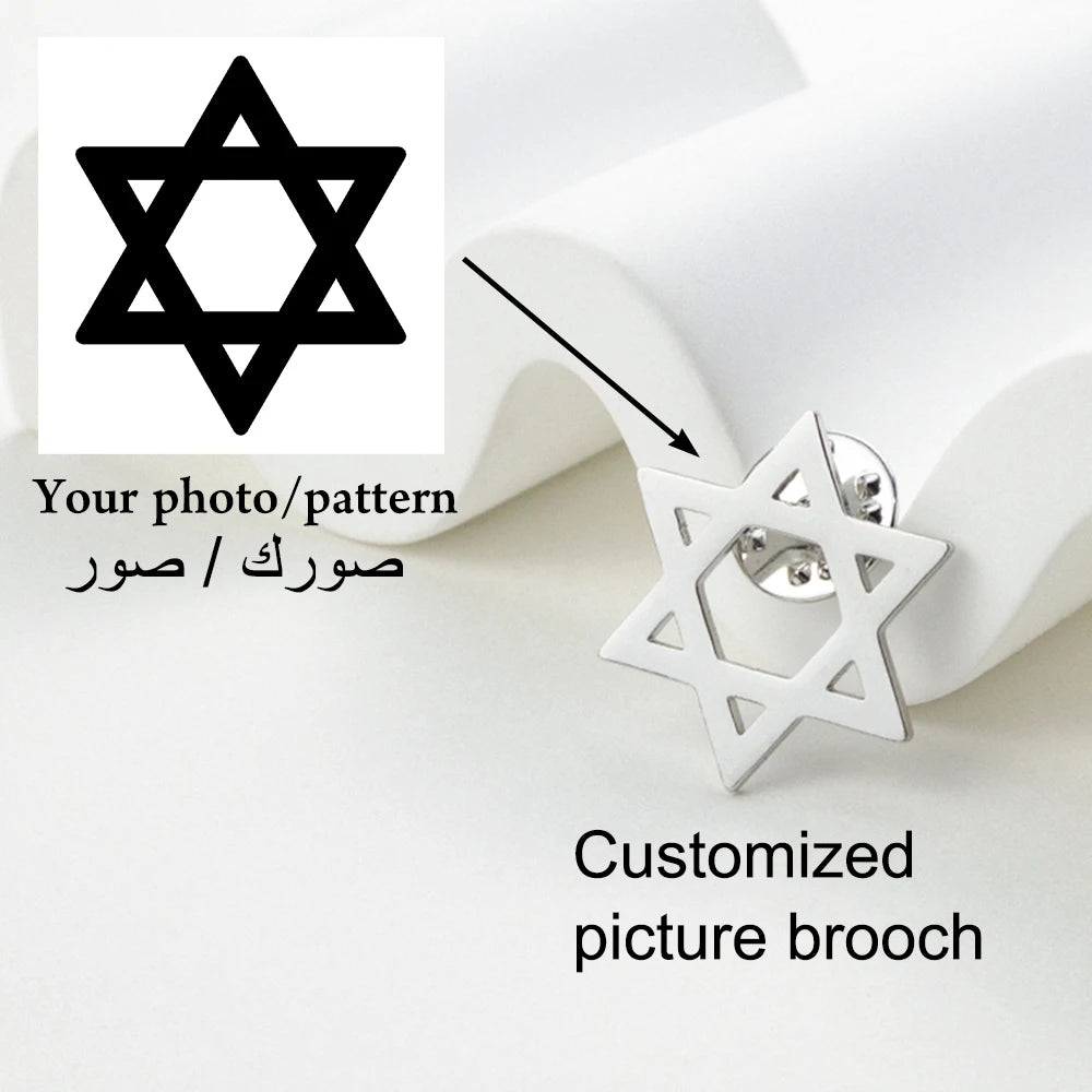 Using Images Customizing Personalized Brand Brooches Stainless Steel Accessories Customized Logos Jewelry Family Gifts