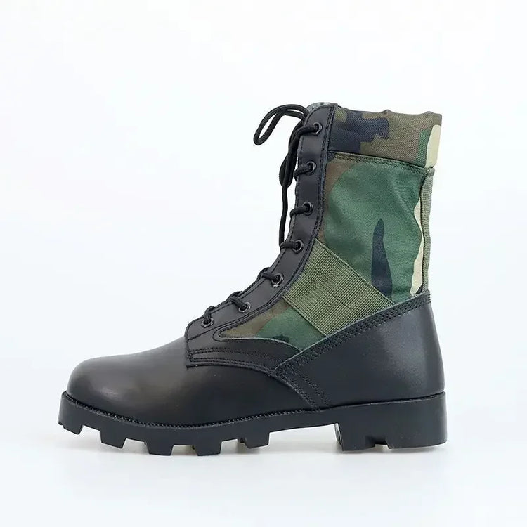 Lace Up Waterproof Outdoor Shoes Breathable Canvas Camouflage Tactical Combat Desert Ankle Boots Men Boots