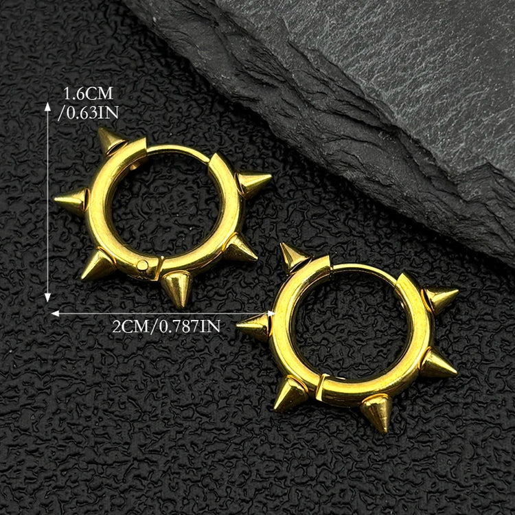 Punk Spike Rivet Hoop Earrings For Women Men Ear Studs Stainless Steel Gothic Hip Hop European and American Earring Jewelry Gift
