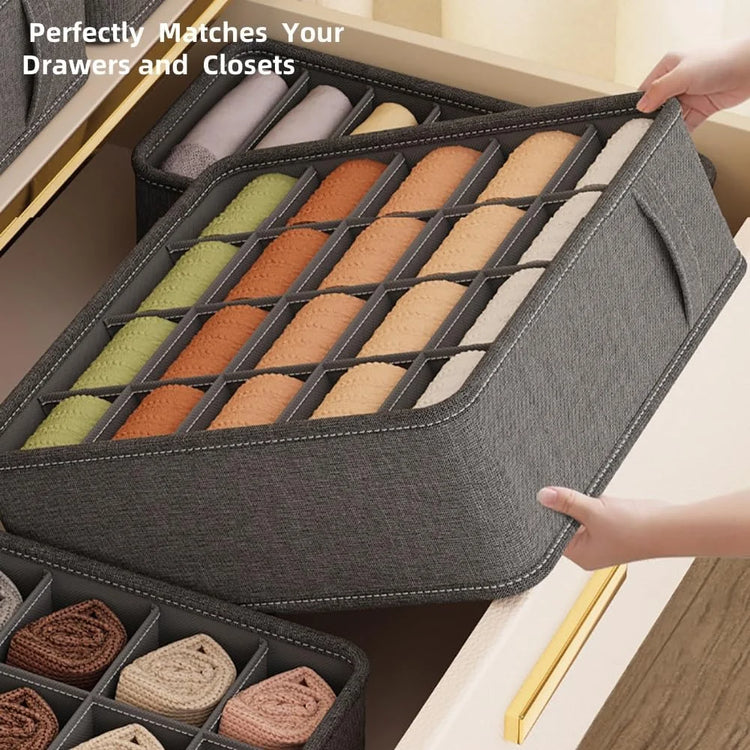 Underwear Organizer Storage Box, Drawer Fabric Foldable Cabinet Closet Storage Boxes for Storing Socks, Underwear, Ties, Belts