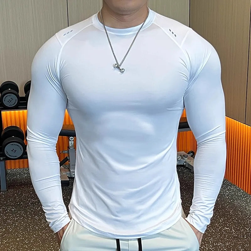 Men Compression Running T-shirt Fitness Tight Long Sleeve Sport Shirts Training Jogging Tops Dry Fit Undershirt Gym Sportswear