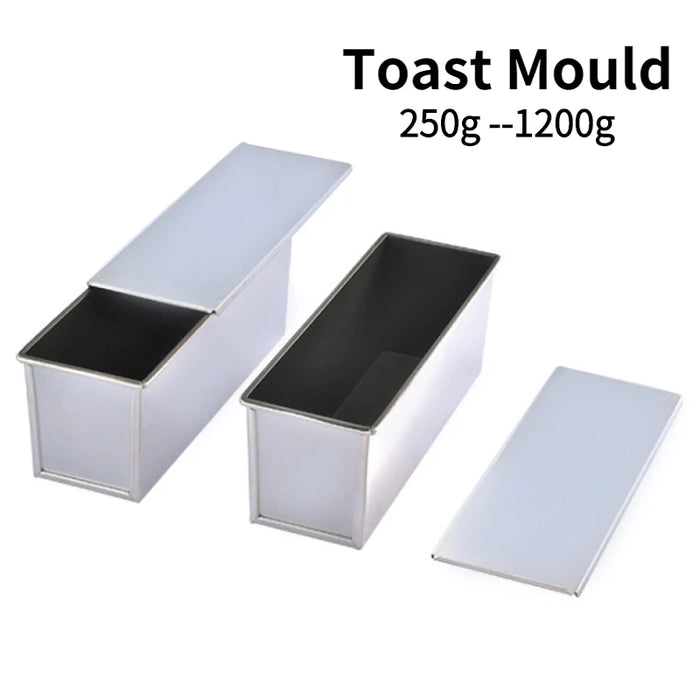 250g/450g/600g/750g/900g/1000g Aluminum Alloy Black Non-Stick Coating Toast Boxes Bread Loaf Pan Cake Mold Baking Tool with Lid