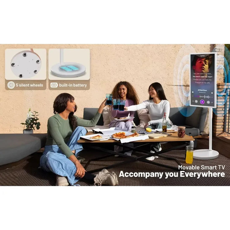27 Inch Android Smart TV Touch Screen Interactive Display Movable Stand Charging Port Commercial Use Digital Signage Monitor
