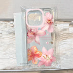 Pink Lily Flower Pattern Phone Case For iPhone 18 16 17 16e 15 14 13 12 11 Pro Max X XR XS Max 7 8 Plus Transparent Soft Cover
