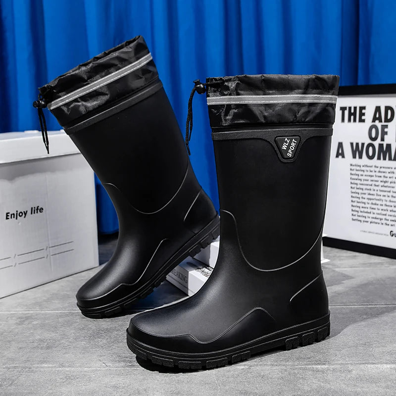 German Style Waterproof Rain Boots Men's Anti-Slip High Tube Long Camping Fishing Snake Bite Proof Thickened Rubber Shoes