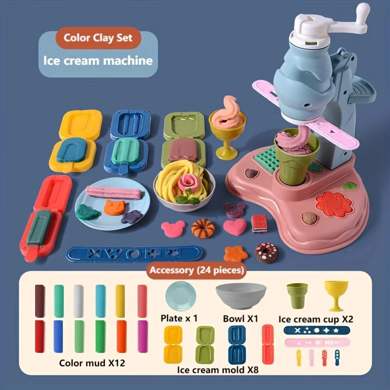 Ice Cream Play Dough Set - Vibrant Colors & Accessories, Creative Birthday Gift for Girls & Boys