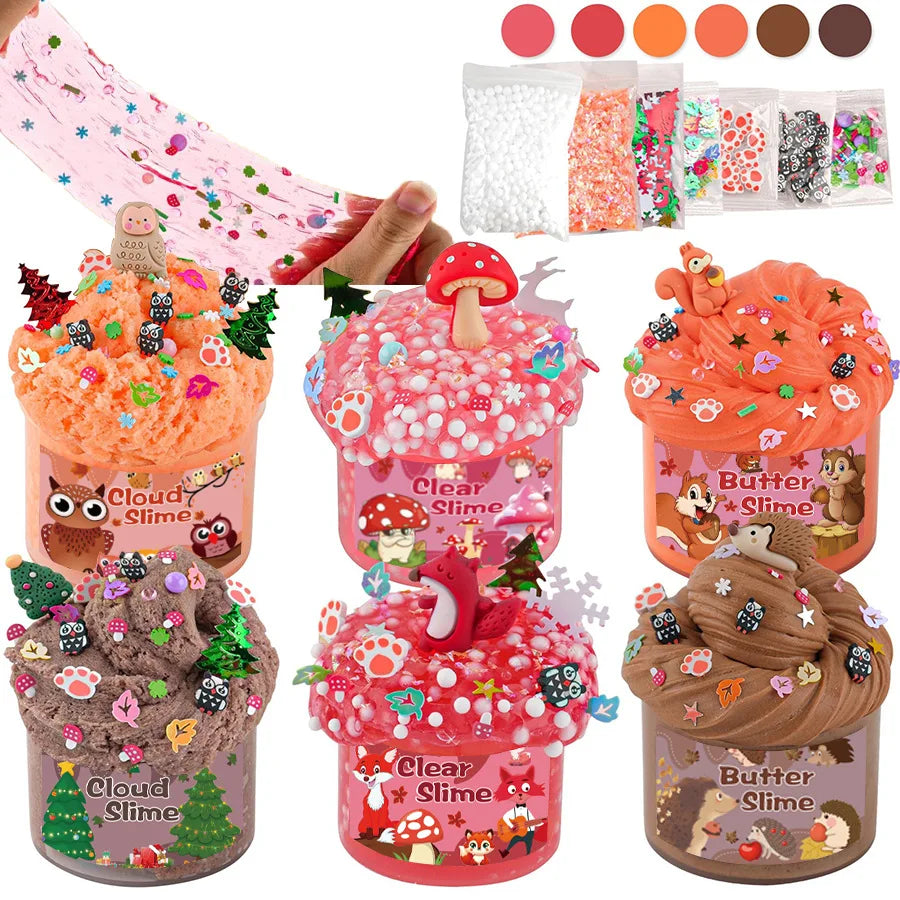 70ml DIY children's stress relief soothing toy crystal slime handmade ice cream cup girl material pack slime making dessert