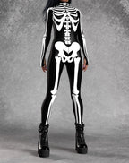 Sexy Fashion Print Jumpsuit Woman Turtleneck Zentai Bodysuit Cyberpunk Steam Tight Suit Halloween Costume Burning Man Outfit